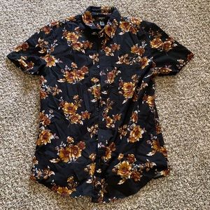 Black floral button down